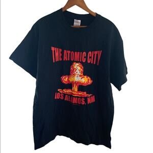 Atomic city New Mexico souvenir tee t shirt black and orange and red Sz L